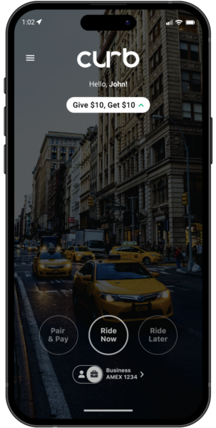 Screenshot of the Curb App